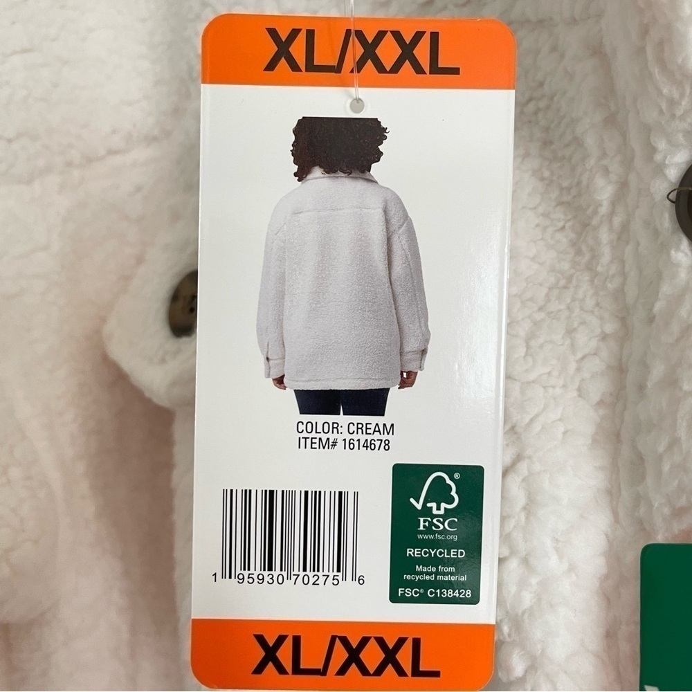 $15 SALE Shacket NWT Cream Off-White Fuzzy Jacket XL/XXL Outdoor by 32 Degrees - Picture 7 of 10